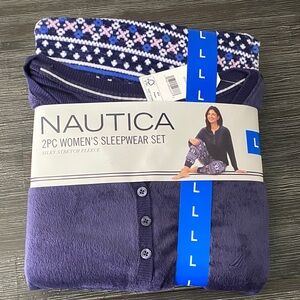 NAUTICA WOMEN'S 2 PIECE FLEECE PAJAMAS SLEEPWEAR SET